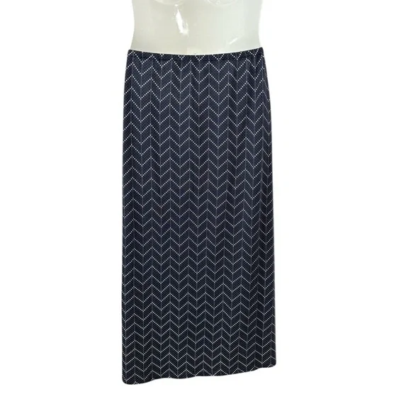 Tommy Hilfiger, Navy Blue Polka Dot Chevron Skirt, Small - Picture 6 of 8